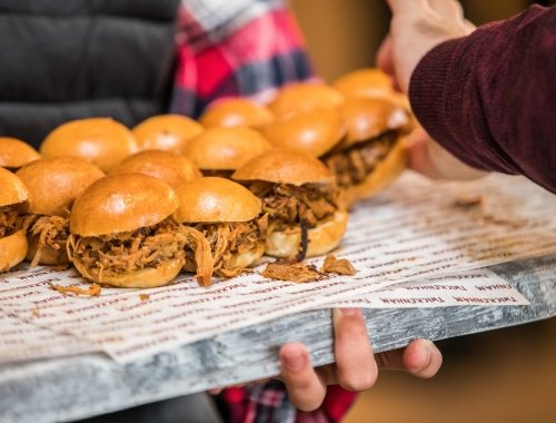 Urban style food from live cooking stations - Rose Garden Hospitality