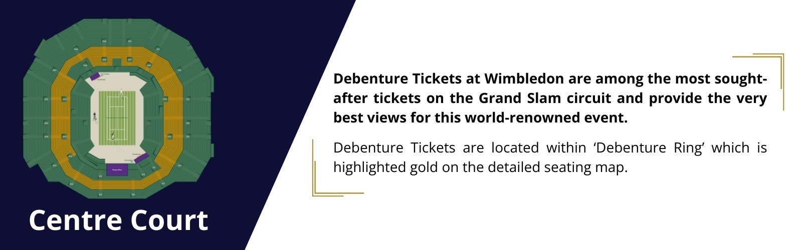 Wimbledon Tennis Debenture tickets. Hospitality ticket packages for Centre Court Wimbledon Championships.